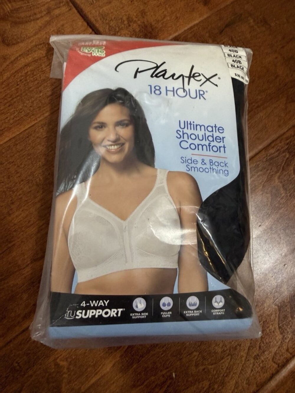 Playtex Bra Womens 40 B Black Wireless Support Smoothing 18 Hour 4693